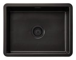 Ausmann Ceramic Ember Keramische Matte Schwarze Spüle - Aufbau und Unterbau 54 x 40 cm mit schwarzem Stopfen 1208971499