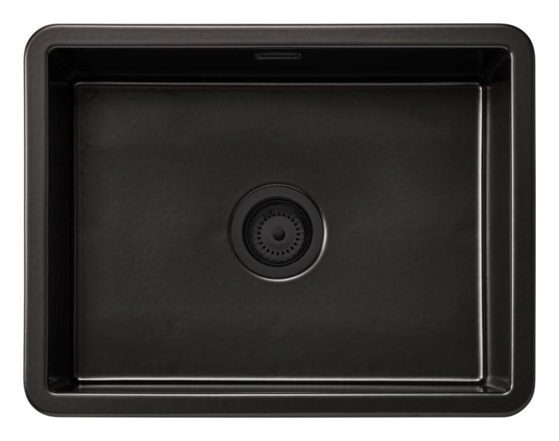 Ausmann Ceramic Ember Keramische Matte Schwarze Spüle - Aufbau und Unterbau 54 x 40 cm mit schwarzem Stopfen 1208971499