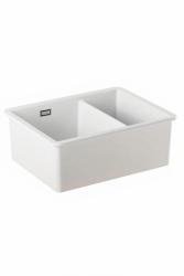 Ausmann Ceramic Ember Keramik Weiß Anderthalb Einbauspüle Aufbau und Unterbau 535 x 400 mm mit schwarzen Steckern 1208971509