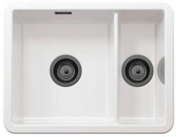 Ausmann Ceramic Ember Keramische Weiße Anderthalb Einbauspüle und Unterbau 495 x 370 mm mit Gun Metal Stopfen 1208971515