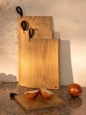 Woodsea Chop-Chop Oak M - Eichenholz Schneidebrett 35x24cm mit Ledergriff 1208971540