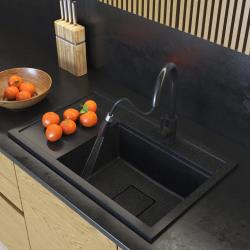 Graniteland Seta Granit schwarz Arduin Hartstein Aufbauwaschbecken 80x50 cm 1208971619