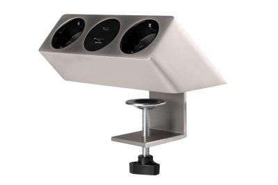 Möbelsteckdose SOFITO, 2xSCHUKO, USB A+C, Kabel 1,5 m, Edelstahl