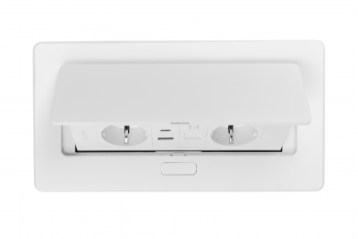 Möbelsteckdose MULTISOFT, 2xSCHUKO, USB A+C, RJ45, Kabel 1,5 m, weiß