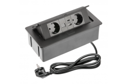 Möbelsteckdose MULTISOFT, 2xSCHUKO, USB A+C, RJ45, Kabel 1,5 m, schwarz