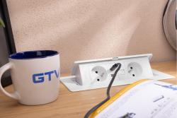 MULTISOFT Möbelsteckdose 2x Steckdose mit Erdung, USB A+C, RJ45, Stromkabel mit Stecker, Weiß