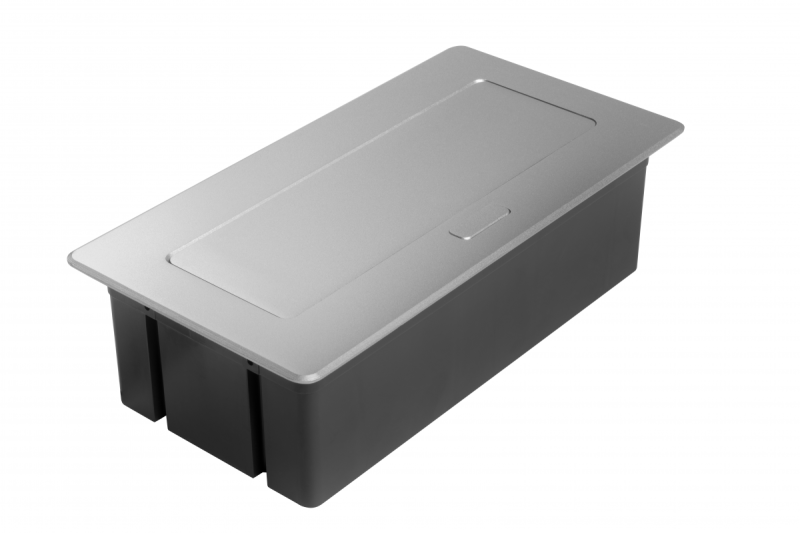 MULTISOFT Möbelsteckdose 2x Steckdose mit Erdung, USB A+C, RJ45, HDMI, Stromkabel mit Stecker, Aluminium