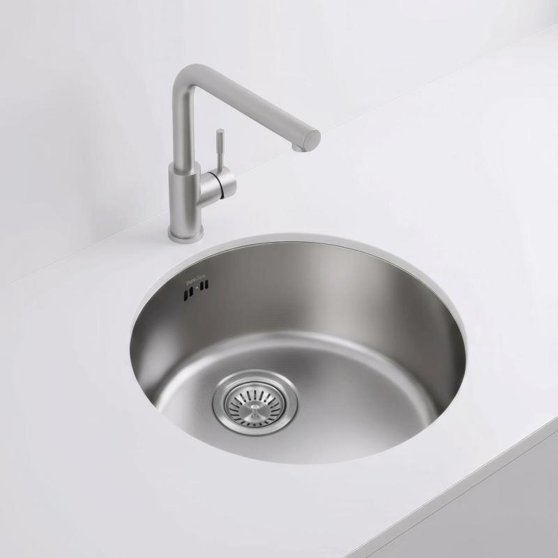 Pure.Sink Rondo Edelstahl Runde Spüle flächenbündig, Unterbau und Aufbau 38 cm PRN38-02
