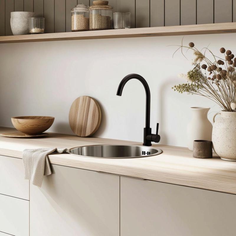 Pure.Sink Rondo Edelstahl Runde Spüle flächenbündig, Unterbau und Aufbau 38 cm PRN38-02