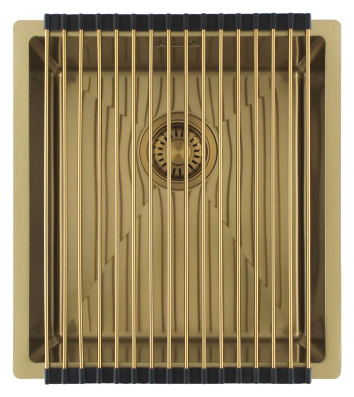 Pure.Sink Luxion Goldene Spüle 36 x 40 cm Unterbau, flach eingebaut und aufgesetzt PLX3640-60