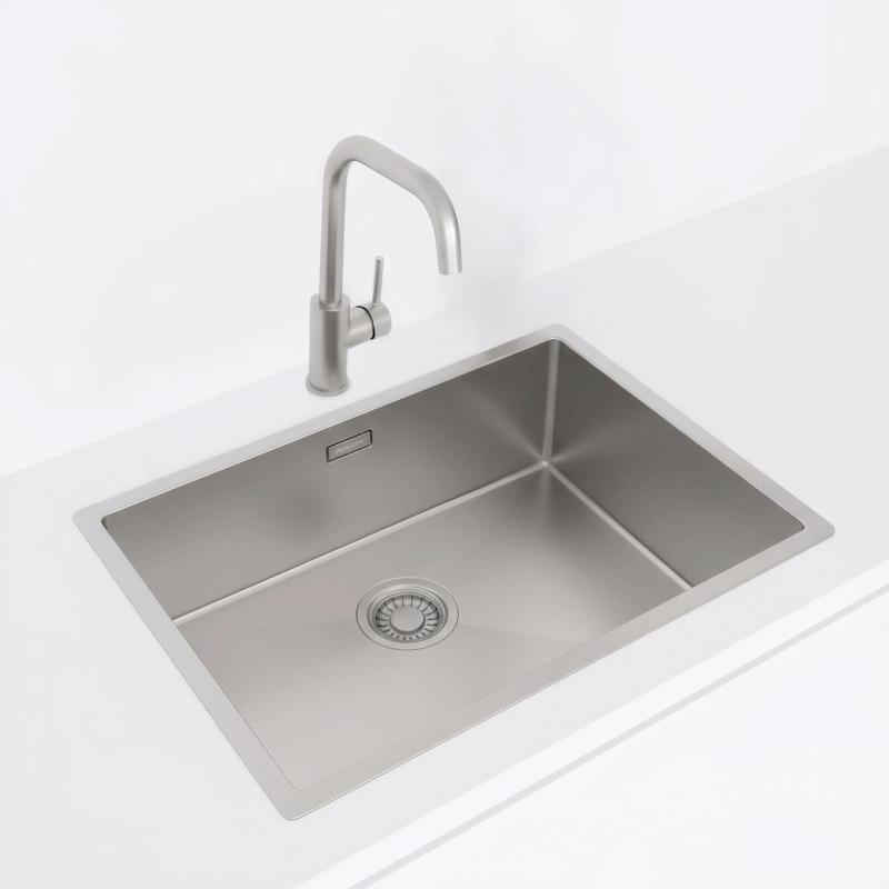 Pure.Sink Luxion Edelstahlspüle 55 x 40 cm Unterbau, flach eingebaut und Aufsatz PLX5540-02