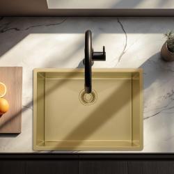 Pure.Sink Luxion Goldfarbene Spüle 55 x 40 cm Unterbau, flach eingebaut und aufgesetzt PLX5540-60