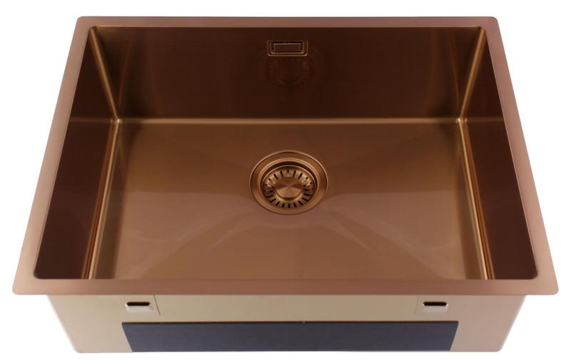 Pure.Sink Luxion Kupferne Spüle 55 x 40 cm Unterbau, flach eingebaut und Aufsatz PLX5540-62