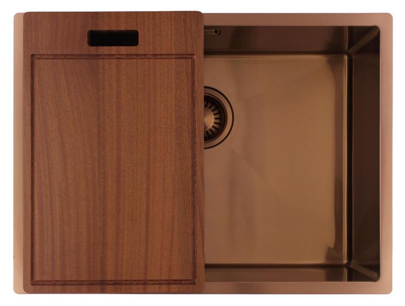Pure.Sink Luxion Kupferne Spüle 55 x 40 cm Unterbau, flach eingebaut und Aufsatz PLX5540-62