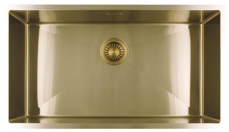 Pure.Sink Luxion Große goldene Spüle 74 x 40 cm Unterbau, flach eingebaut und Aufsatz PLX7440-60