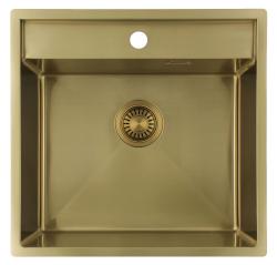 Pure.Sink Luxion Goldene Spüle 51 x 50 cm Tapwing mit Hahnlochbank PLX5150T-60