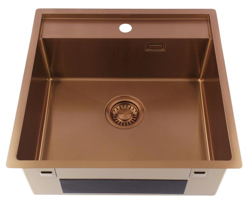 Pure.Sink Luxion Kupferne Spüle 51 x 50 cm Tapwing mit Hahnlochbank PLX5150T-62