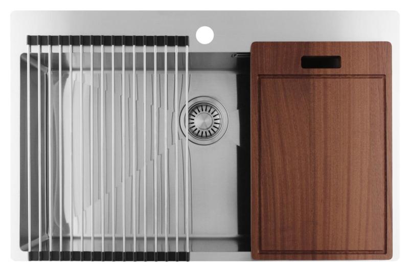 Pure.Sink Luxion Große Edelstahlspüle 78 x 50 cm Tapwing mit Lochbank PLX7850T-02