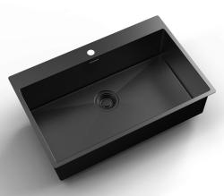 Pure.Sink Luxion PVD Große schwarze Spüle 78 x 50 cm Tapwing mit Lochbank PLX7850T-63