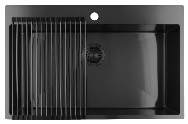 Pure.Sink Luxion Große Gun Metal Spüle 78 x 50 cm Tapwing mit Lochbank PLX7850T-61