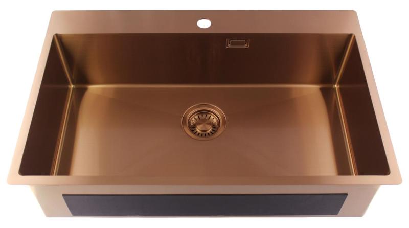 Pure.Sink Luxion Große Kupferspüle 78 x 50 cm Tapwing mit Hahnlochbank PLX7850T-62