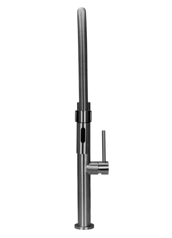 Pure.Sink Luxion Massiver Edelstahl-Küchenarmatur Profi mit flexiblem Auslauf und 2 Strahlarten PLXFLEX-02