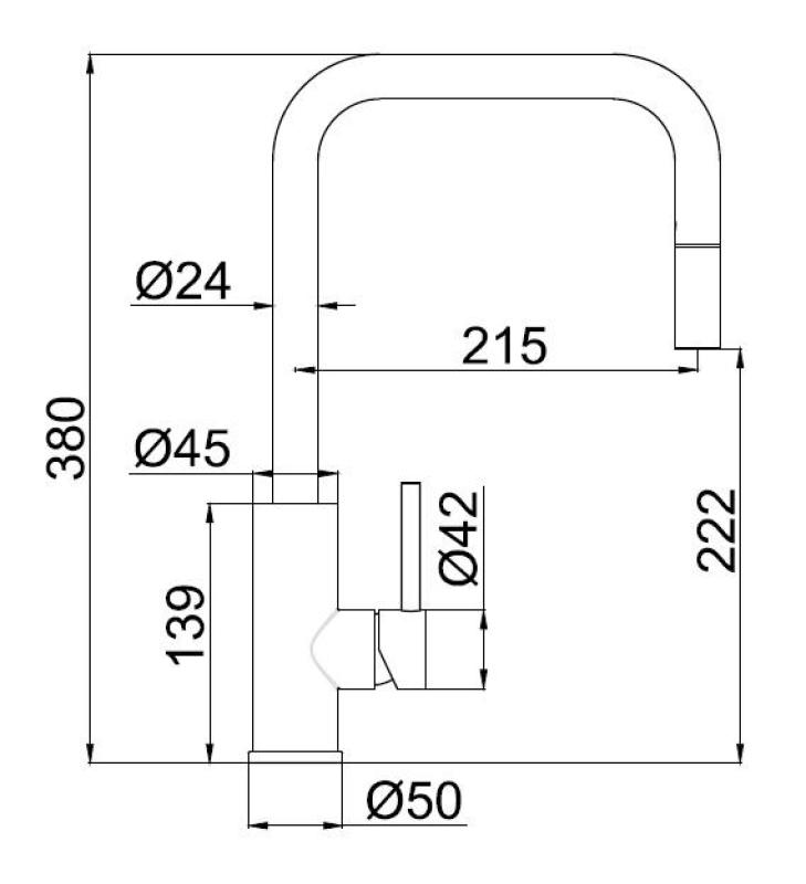 Pure.Sink Luxion massive Edelstahl-Küchenarmatur, quadratisch, mit ausziehbarem Auslauf PLXSQUA-02