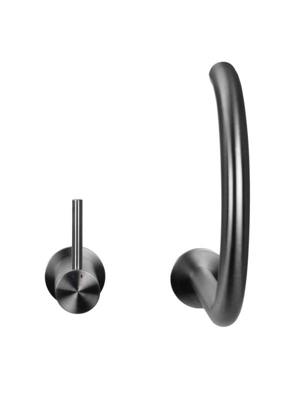 Pure.Sink Luxion 2-Loch-Küchenarmatur aus massivem Edelstahl mit rundem Auslauf PLX2HR-02