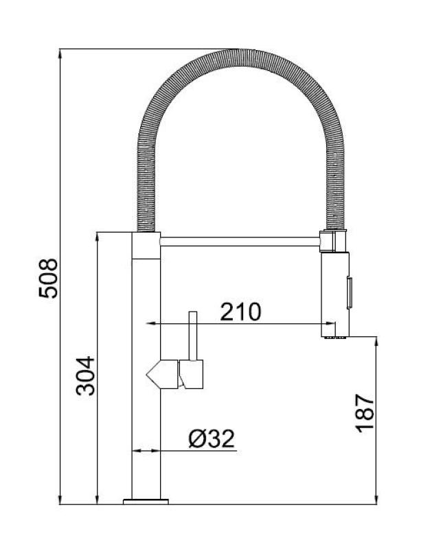 Pure.Sink Luxion Profi-Küchenarmatur aus Messing mit flexiblem Auslauf und 2 Strahlarten PLXFLEX-62