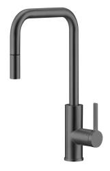 Pure.Sink Luxion Gun Metal Küchenarmatur quadratisch mit ausziehbarem Auslauf PLXSQUA-61