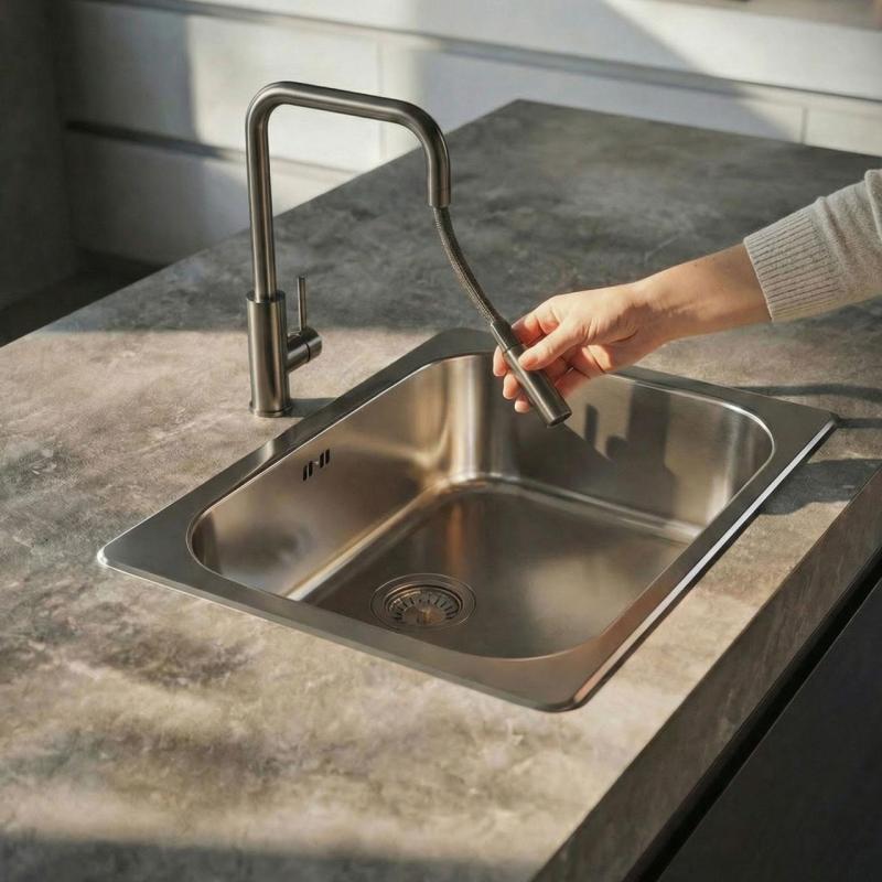 Pure.Sink Luxion Gun Metal Küchenarmatur Square mit ausziehbarem Auslauf PLXSQUA-61