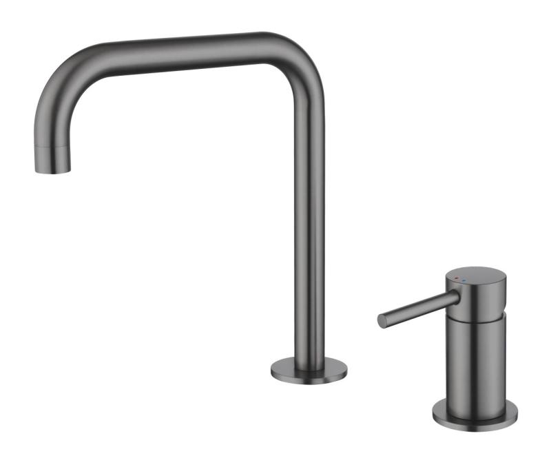Pure.Sink Luxion 2-Loch-Küchenarmatur aus Gun Metal mit U-Auslauf PLX2HU-61