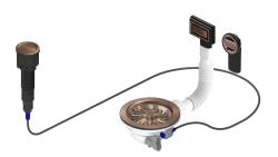 Granitemy Kupfer-Ablaufset inklusive Druckknopf-Abfall mit Stecker, plus rechteckiger und runder Überlauf 1208971744