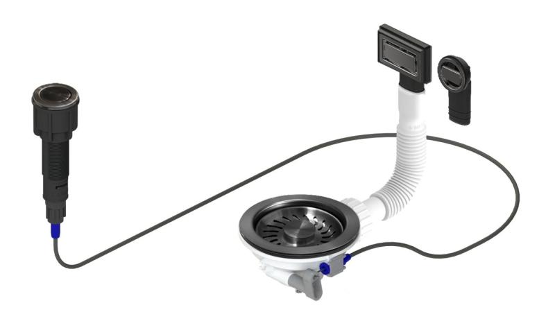 Granitemy Gun Metal Ablaufgarnitur inklusive Druckknopf-Abfall mit Stecker, plus rechteckiger und runder Überlauf 1208971745