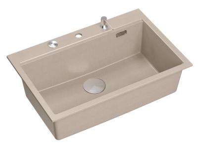 Quadri Hard Rock Beige Granit Aufbau große Spüle 76x50cm inklusive Edelstahlstöpsel und Zubehör 1208971751
