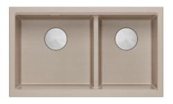 Quadri Newport II Doppelte Beige Granit Unterbau Spüle 702 x 390 mm mit Edelstahl-Stöpsel 1208971757