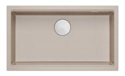 Quadri Newport II großer und tiefer Spülbecken Granit Aufbau und Unterbau Beige Spülbecken 76x45cm mit Edelstahlstopfen 1208971760