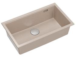 Quadri Newport II großer und tiefer Spülbecken Granit Aufbau und Unterbau Beige Spülbecken 76x45cm mit Edelstahlstopfen 1208971760