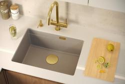 Quadri Newport II Granit Unterbau beige Spüle 560x450mm mit Edelstahl-Stecker und Abflusskappe 1208971766
