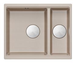 Quadri Newport II beige 1,5 Spülbecken Granit Aufbau und Unterbau Spülbecken 555x460mm mit Edelstahl-Stecker 1208971769