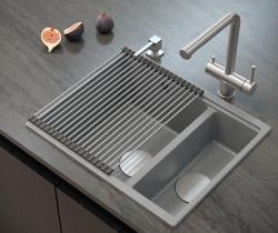 Quadri Newport II beige 1,5 Spülbecken Granit Aufbau und Unterbau Spülbecken 555x460mm mit Edelstahl-Stecker 1208971769