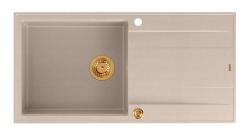Quadri Luton beige Granit-Aufbauspüle mit Abtropffläche umkehrbar 100x50cm mit Kupfer-Stecker 1208971770