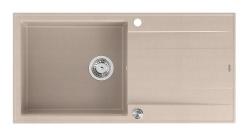 Quadri Luton beige Granitaufbauwaschbecken mit Abtropffläche umkehrbar 100x50cm mit Edelstahlstopfen 1208971772