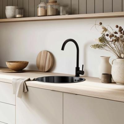 Pure.Sink Rondo Gun Metal Runde Spüle flach Einbau, Unterbau und Aufbau 38 cm PRN38-61