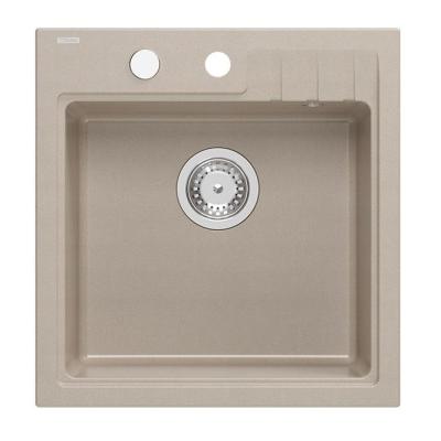 Quadri Cardigan Pearl beige Granit-Aufbauspüle 50x52cm mit Wasserhahnlochbank 1208971818