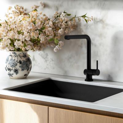 Ausmann Fibre schwarzes Spülbecken 50x40cm Unterbau, Aufbau und Flachbau mit automatischem Edelstahl-Stecker 1208971855