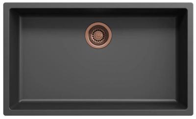 Ausmann Faser schwarz großes Spülbecken 70x40cm Unterbau, Aufbau und Flachbau mit automatischem Kupferstöpsel 1208971863