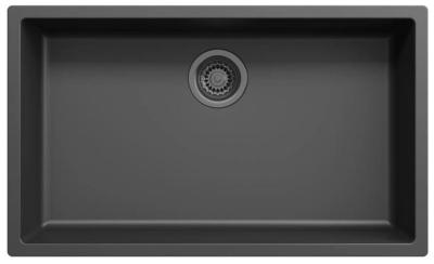 Ausmann Faser schwarz großes Spülbecken 70x40cm Unterbau, Aufbau und Flachbau mit automatischem Gun-Metal-Plug 1208971865