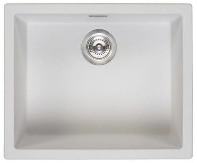 Ausmann Faser weißes Spülbecken 50x40cm Unterbau, Aufbau und flächenbündiger Einbau mit automatischem Edelstahlstöpsel 1208971898