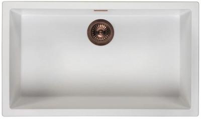 Ausmann Faser weiß großes Spülbecken 70x40cm Unterbau, Aufbau und flacher Einbau mit automatischem Kupferstöpsel 1208971906